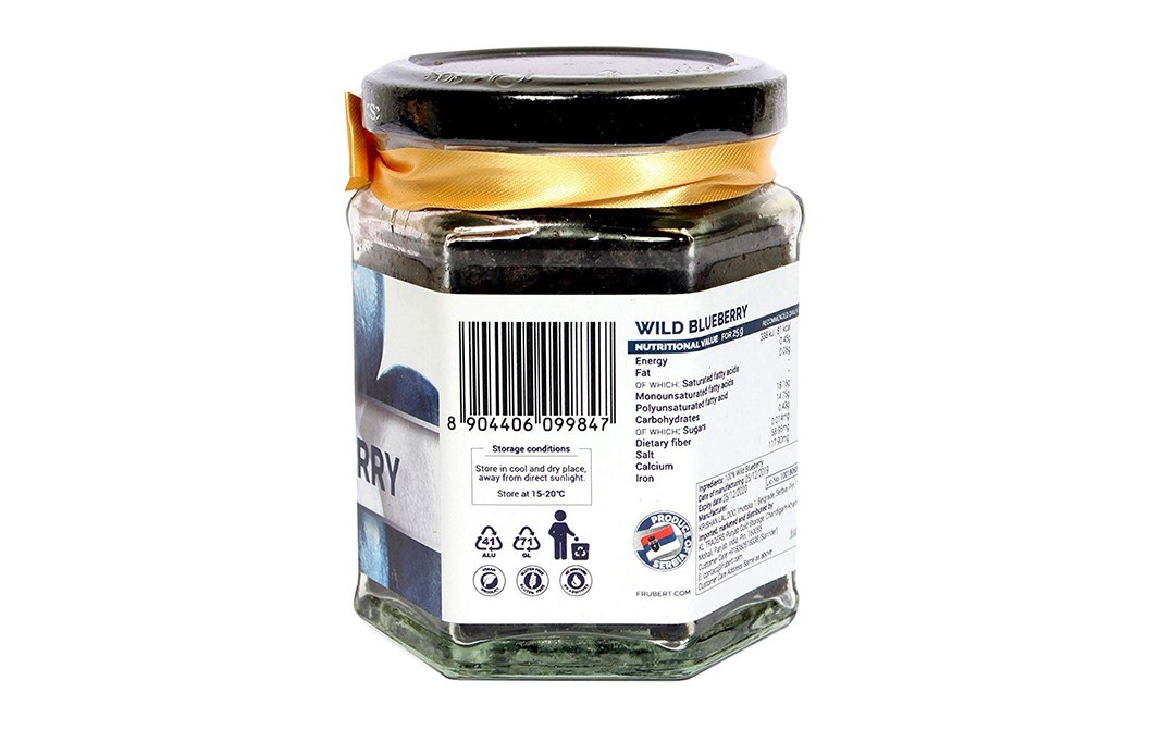 Frubert Dried Wild Blueberry    Glass Jar  100 grams